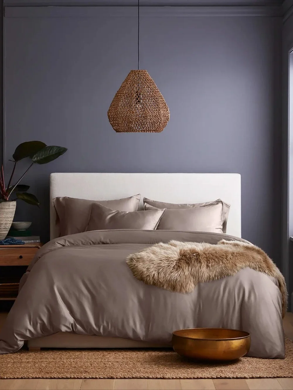 Quince Organic Bamboo Duvet & Shams NWT STONE COLOR FULL/QUEEN